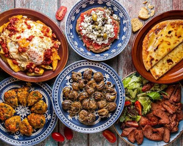 Selection of traditional Cretan dishes